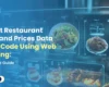 Extracting restaurant data, including menus and prices, for location-specific insights.